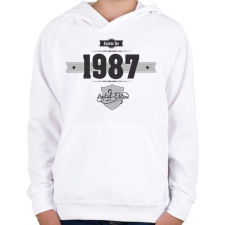 PRINTFASHION born-in-1987-(dark&lightgrey) - Gyerek kapucnis pulóver - Fehér gyerek pulóver, kardigán