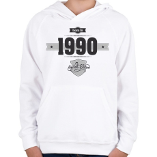 PRINTFASHION born-in-1990-(dark&lightgrey) - Gyerek kapucnis pulóver - Fehér