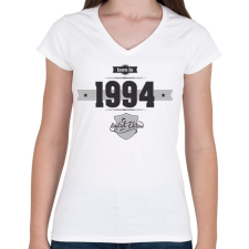 PRINTFASHION born-in-1994-(dark&lightgrey) - Női V-nyakú póló - Fehér női póló