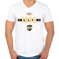 PRINTFASHION born-in-1998-cream-choco - Férfi V-nyakú póló - Fehér
