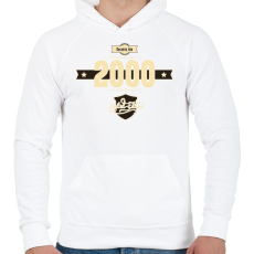 PRINTFASHION born-in-2000-cream-choco - Férfi kapucnis pulóver - Fehér