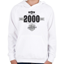 PRINTFASHION born-in-2000-(dark&lightgrey) - Gyerek kapucnis pulóver - Fehér gyerek pulóver, kardigán