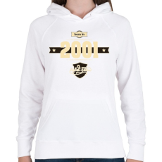 PRINTFASHION born-in-2001-cream-choco - Női kapucnis pulóver - Fehér