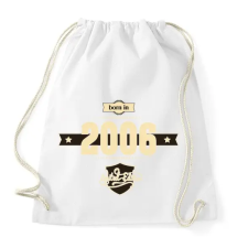PRINTFASHION born-in-2006-cream-choco - Sportzsák, Tornazsák - Fehér tornazsák