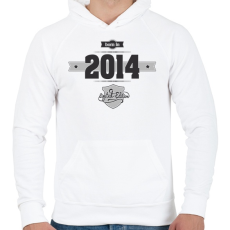 PRINTFASHION born-in-2014-(dark&lightgrey) - Férfi kapucnis pulóver - Fehér