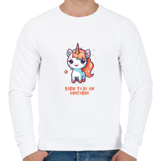 PRINTFASHION Born to be an unicorn - Férfi pulóver - Fehér
