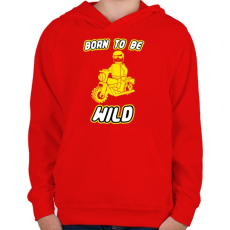 PRINTFASHION born-to-be-wild-yellow - Gyerek kapucnis pulóver - Piros