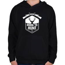PRINTFASHION Born to hunt - Gyerek kapucnis pulóver - Fekete gyerek pulóver, kardigán