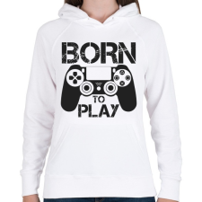 PRINTFASHION Born to play - Női kapucnis pulóver - Fehér női pulóver, kardigán