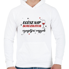 PRINTFASHION Borozhatok - Nyugdíjas - Férfi kapucnis pulóver - Fehér