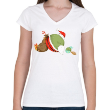 PRINTFASHION Borsó Mikulás - Női V-nyakú póló - Fehér női póló