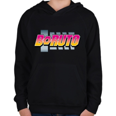 PRINTFASHION BORUTO logo színes - Gyerek kapucnis pulóver - Fekete