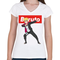 PRINTFASHION Boruto Uzumaki - Női V-nyakú póló - Fehér
