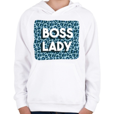PRINTFASHION Boss lady - Gyerek kapucnis pulóver - Fehér gyerek pulóver, kardigán