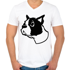 PRINTFASHION Boston terrier - Draw - Férfi V-nyakú póló - Fehér férfi póló