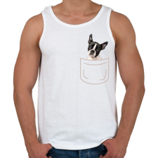 PRINTFASHION Boston terrier kölyök zsebben - Férfi atléta - Fehér atléta, trikó