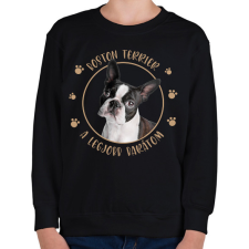 PRINTFASHION Boston terrier - Legjobb barát - Gyerek pulóver - Fekete gyerek pulóver, kardigán