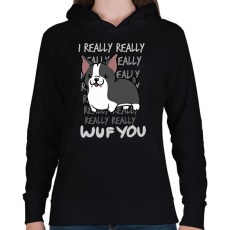 PRINTFASHION Boston terrier - Női kapucnis pulóver - Fekete