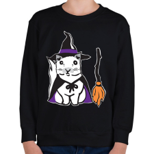 PRINTFASHION boszorkány cica - Gyerek pulóver - Fekete gyerek pulóver, kardigán