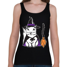 PRINTFASHION boszorkány cica - Női atléta - Fekete női trikó
