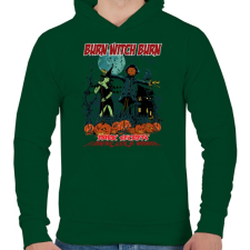 PRINTFASHION Boszorkányégetés - Férfi kapucnis pulóver - Sötétzöld férfi pulóver, kardigán