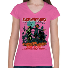 PRINTFASHION Boszorkányégetés - Női V-nyakú póló - Rózsaszín