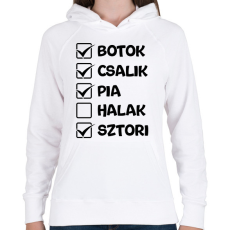 PRINTFASHION Botok csalik pia halak sztori (fekete) - Női kapucnis pulóver - Fehér