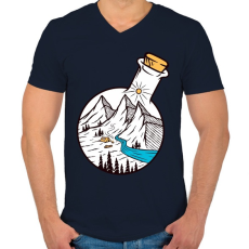 PRINTFASHION Bottle of Mountains - Férfi V-nyakú póló - Sötétkék
