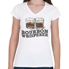 PRINTFASHION Bourbon Whisperer - Női V-nyakú póló - Fehér