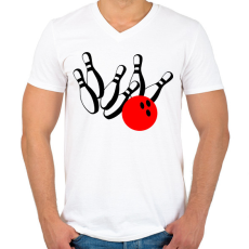 PRINTFASHION Bowling - Férfi V-nyakú póló - Fehér