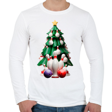 PRINTFASHION Bowling karácsonyfa - Férfi hosszú ujjú póló - Fehér