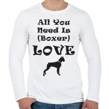 PRINTFASHION Boxer Love - Férfi hosszú ujjú póló - Fehér férfi póló