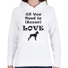 PRINTFASHION Boxer Love - Női kapucnis pulóver - Fehér női pulóver, kardigán