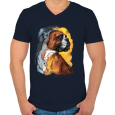 PRINTFASHION boxer portre2 - Férfi V-nyakú póló - Sötétkék