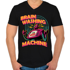 PRINTFASHION brain washing machine - Férfi V-nyakú póló - Fekete férfi póló