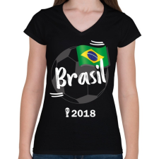 PRINTFASHION Brazília - Női V-nyakú póló - Fekete női póló