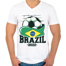 PRINTFASHION Brazilok 2022 - Férfi V-nyakú póló - Fehér