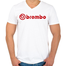 PRINTFASHION Brembo logo - Férfi V-nyakú póló - Fehér