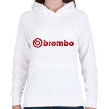 PRINTFASHION Brembo logo - Női kapucnis pulóver - Fehér női pulóver, kardigán