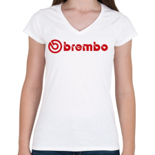 PRINTFASHION Brembo logo - Női V-nyakú póló - Fehér női póló