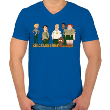 PRINTFASHION Brickleberry - Férfi V-nyakú póló - Királykék férfi póló
