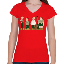 PRINTFASHION Brickleberry - Női V-nyakú póló - Piros női póló