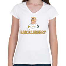 PRINTFASHION Brickleberry: Woody - Női V-nyakú póló - Fehér női póló