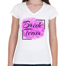 PRINTFASHION bride team - Női V-nyakú póló - Fehér
