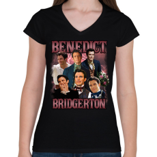 PRINTFASHION Bridgerton Benedict - Női V-nyakú póló - Fekete