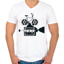 PRINTFASHION Bringás filmes - Férfi V-nyakú póló - Fehér férfi póló