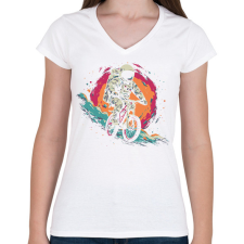 PRINTFASHION Bringás űrhajós - Női V-nyakú póló - Fehér női póló