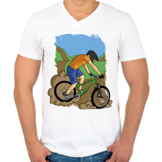 PRINTFASHION Bringázás - Férfi V-nyakú póló - Fehér