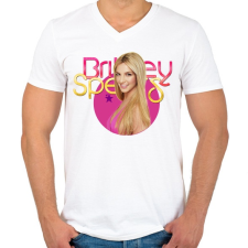 PRINTFASHION britney spears - Férfi V-nyakú póló - Fehér férfi póló