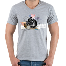 PRINTFASHION Brix Comptech - Férfi V-nyakú póló - Sport szürke férfi póló